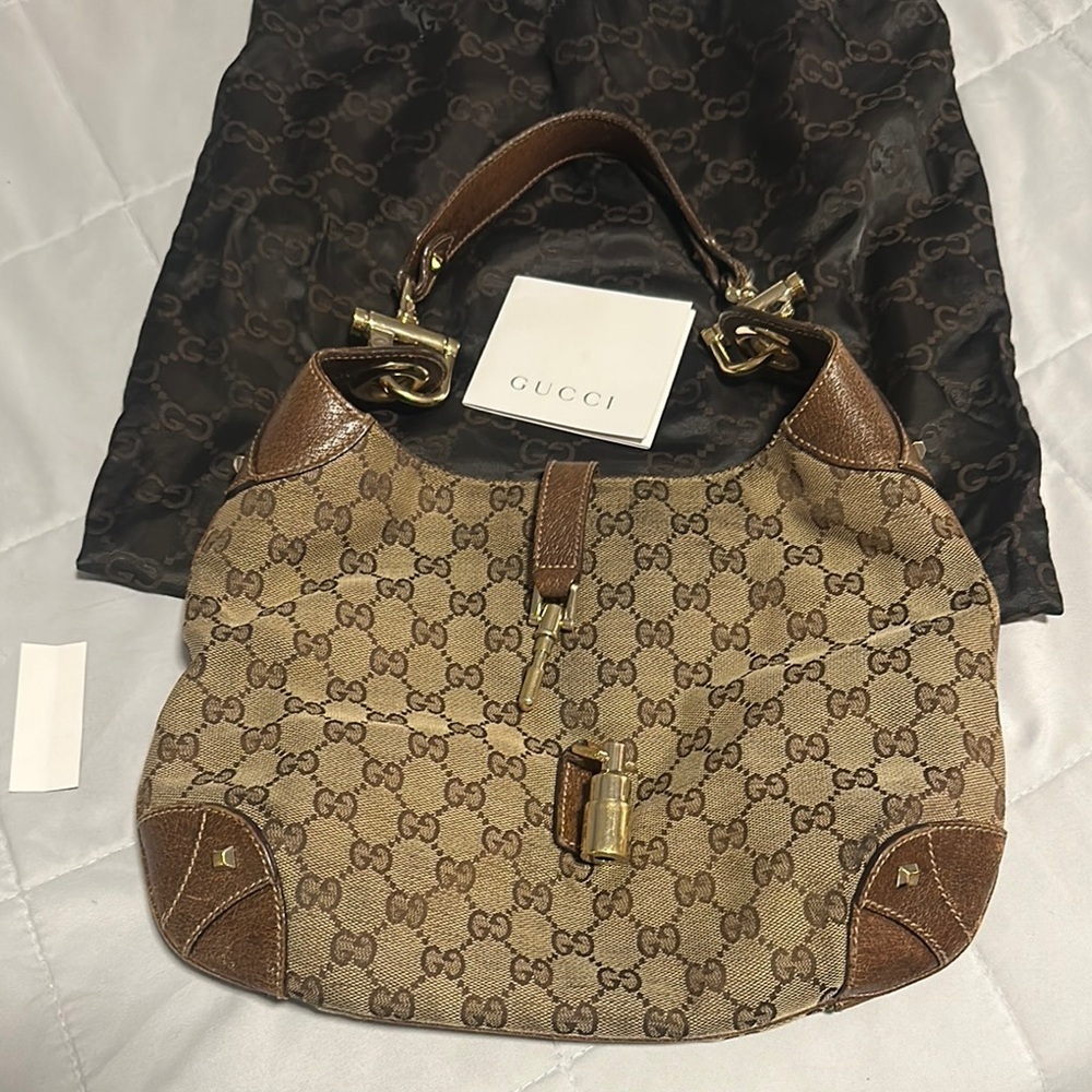 Gucci Brown Shoulder Bag with Monogram Canvas